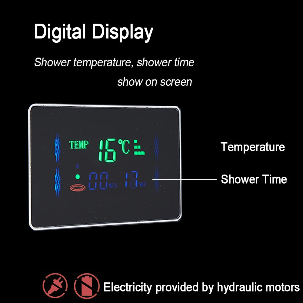 LED Shower Panel Waterfall Rain Digital Display Shower