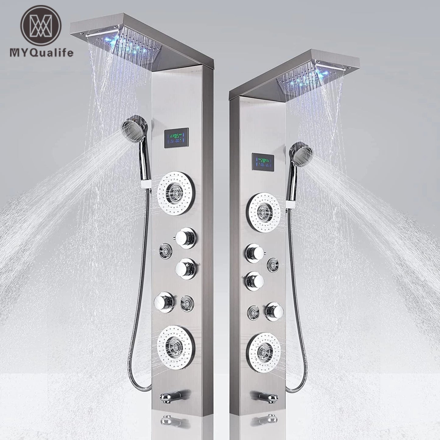 LED Shower Panel Waterfall Rain Digital Display Shower