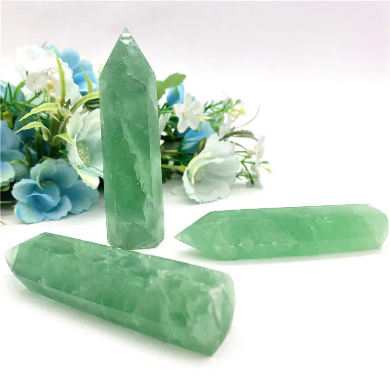 70-80mm Natural Green Fluorite Quartz Crystal