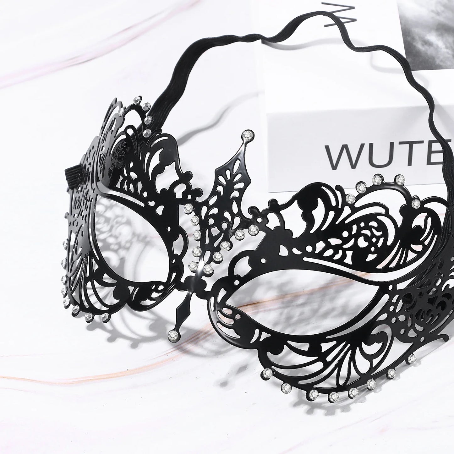 Masquerade Mask for Couple Inset Rhinestones Venetian