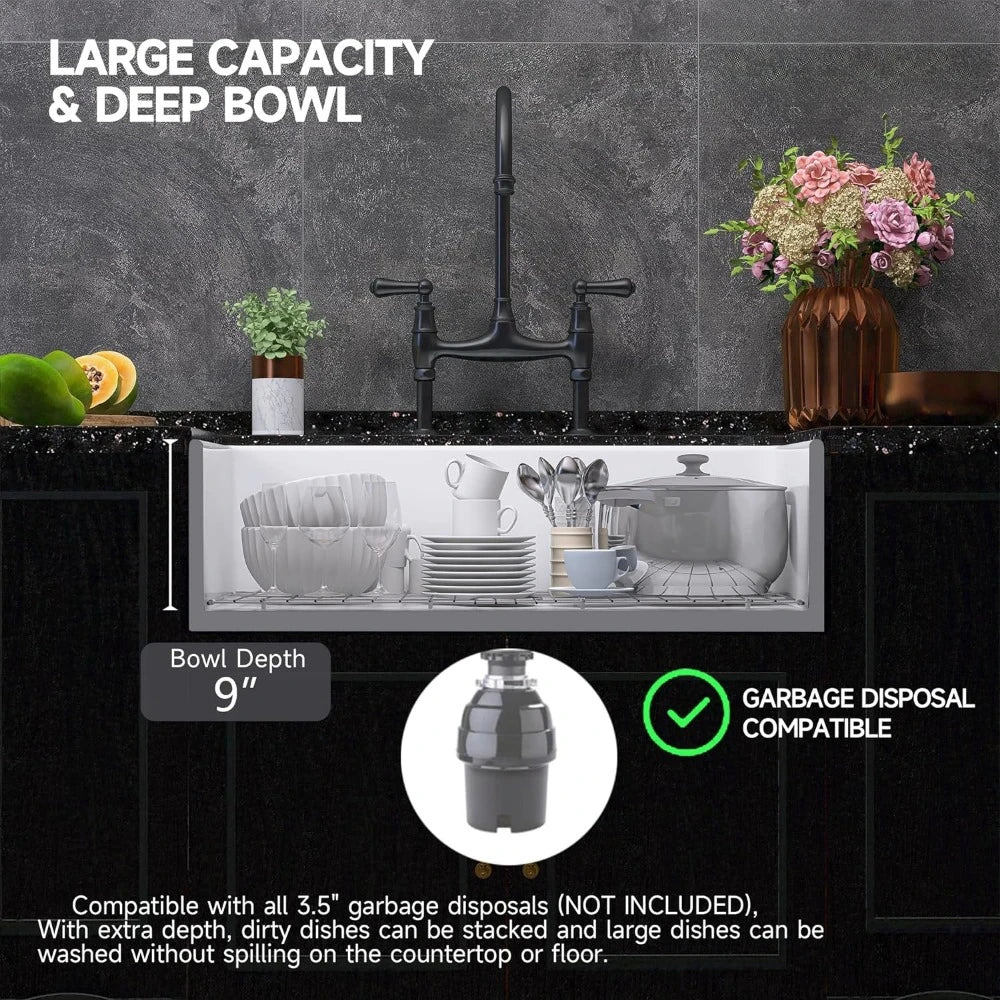 33 Inch White Base Kitchen Sink