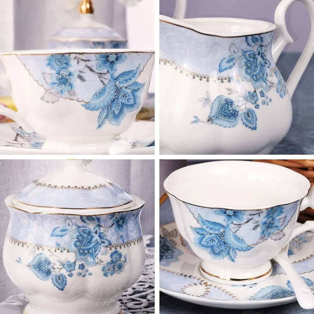 Tea Set Serving for 6 People Teacup and Saucer Set