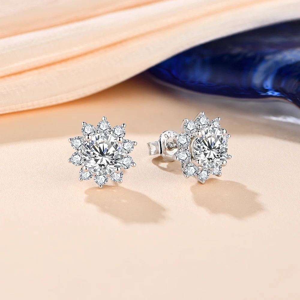 Snowflake Stud Earrings 925 Sterling Silver Jewelry