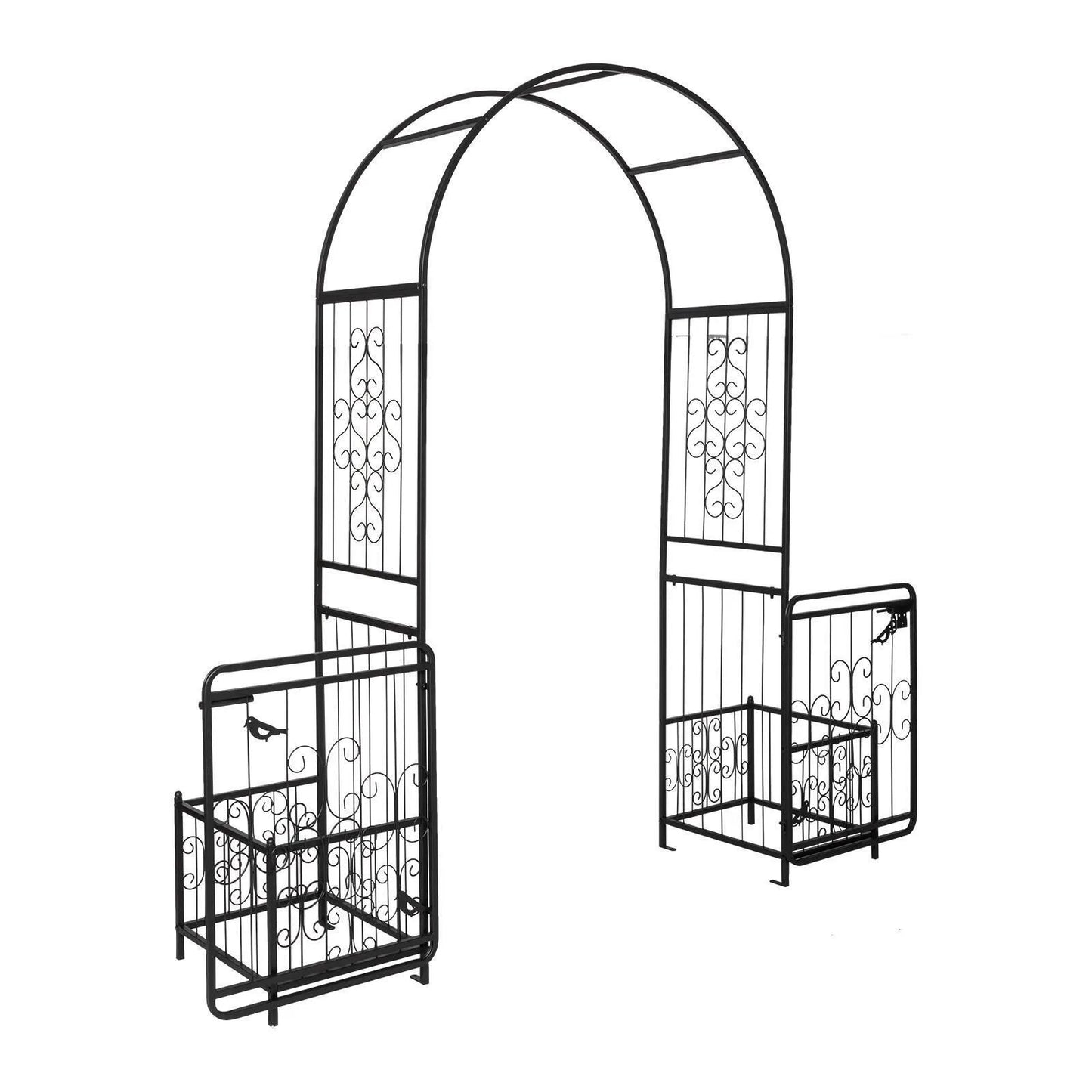 US Metal Garden Arch with Planter Boxes and Gate