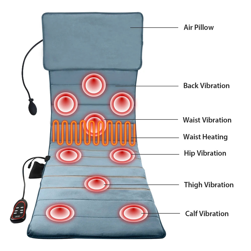 Electric Vibration Full Body Massage Mat Inflatable Air Pillow