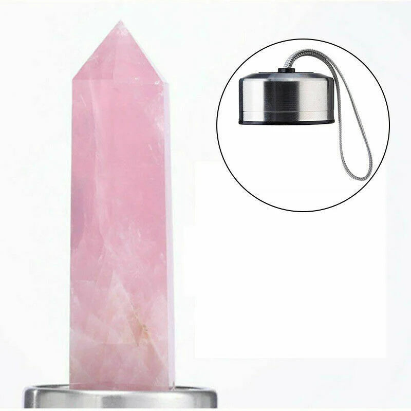 Natural Pink Rose Quartz Gemstone Elixir Glass Water Bottle