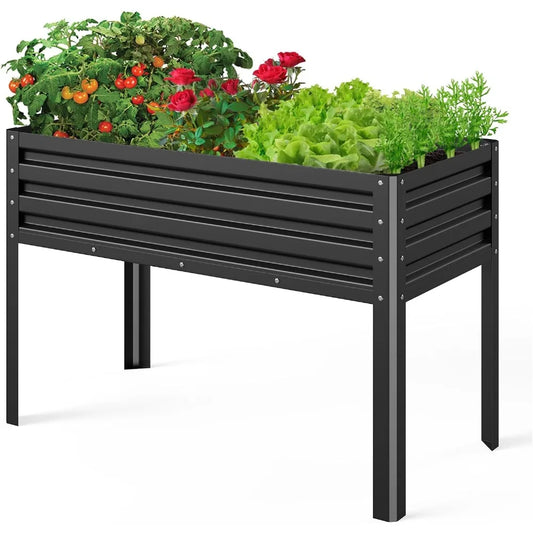 Elevated metal flower pot with legs, 48x24x32 inches