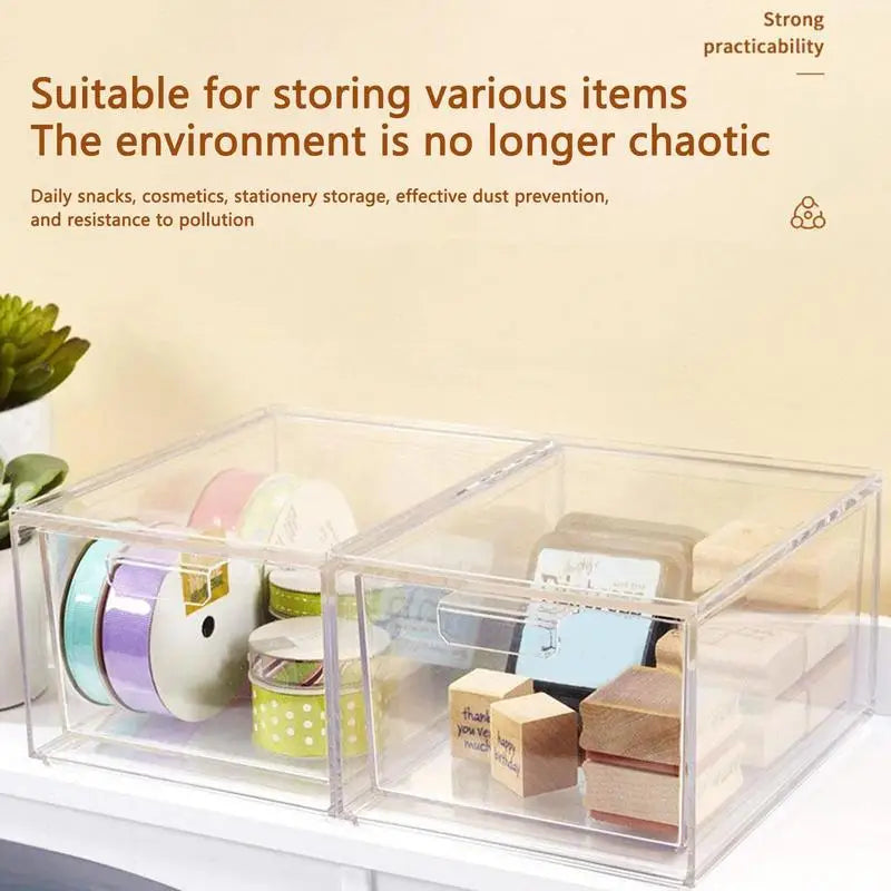 Makeup Storage Box 2Pcs Transparent Cosmetic Boxes