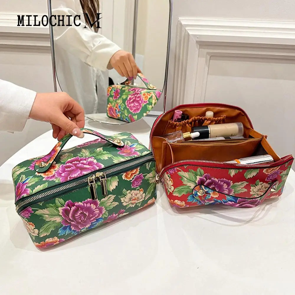 Big Flower Vintage Cosmetic Bag