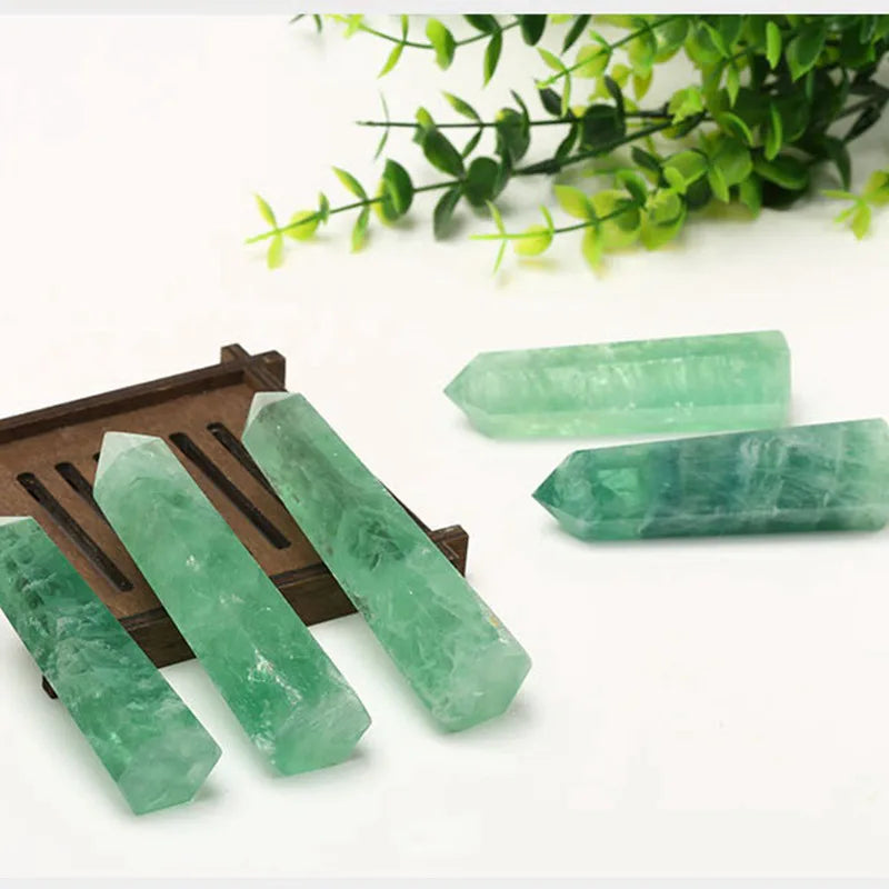 70-80mm Natural Green Fluorite Quartz Crystal