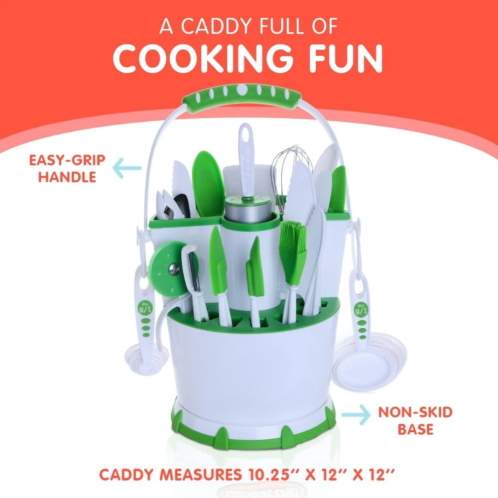 White/Green Kitchen Tools 30-Piece Caddy