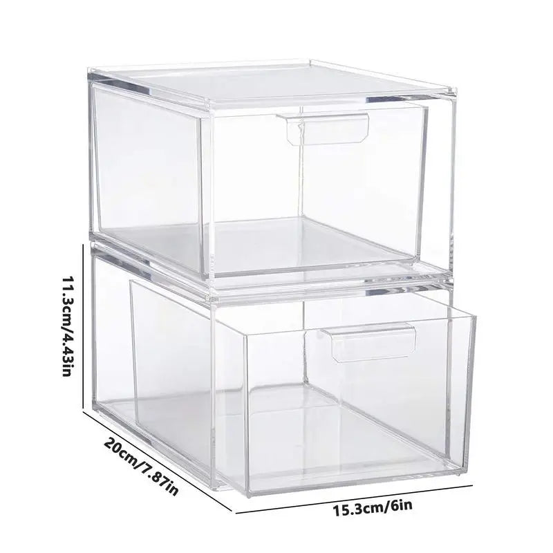 Makeup Storage Box 2Pcs Transparent Cosmetic Boxes