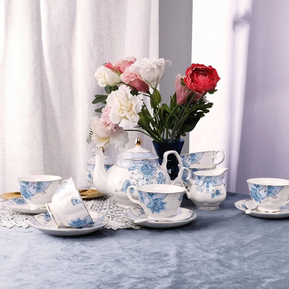 Tea Set Serving for 6 People Teacup and Saucer Set