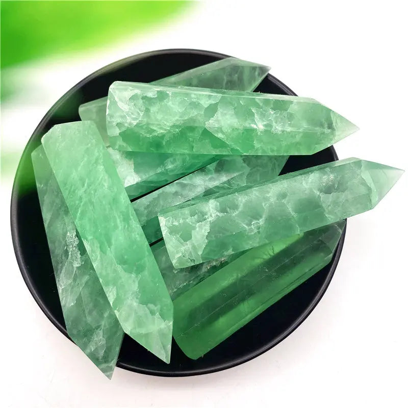 70-80mm Natural Green Fluorite Quartz Crystal