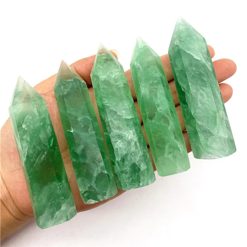 70-80mm Natural Green Fluorite Quartz Crystal