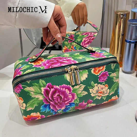 Big Flower Vintage Cosmetic Bag